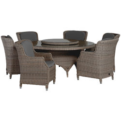 4 Seasons Outdoor Valentine High Back 6 Seater Garden Dining Set Pure
